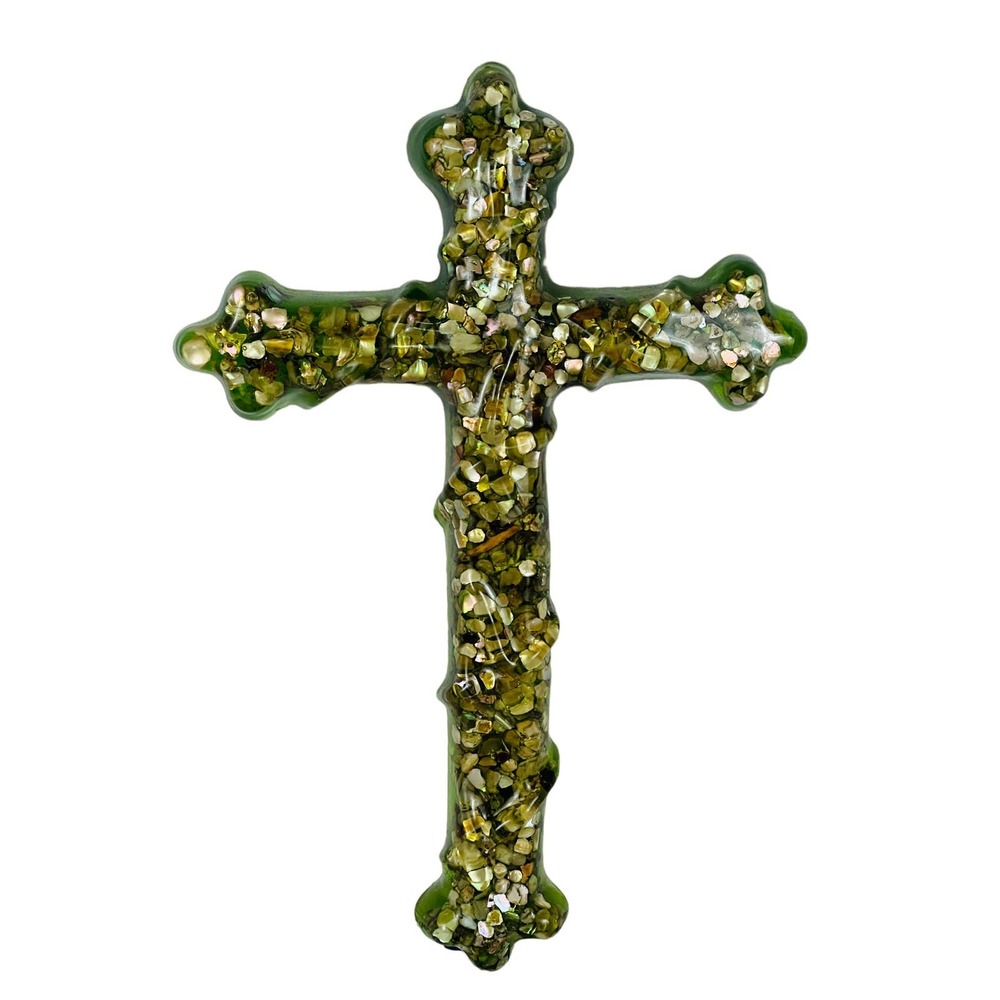 Lucite Mother of Pearl Christian Cross Crucifix Symbol of Faith & Hope VTG 8.25" - Picture 7 of 16
